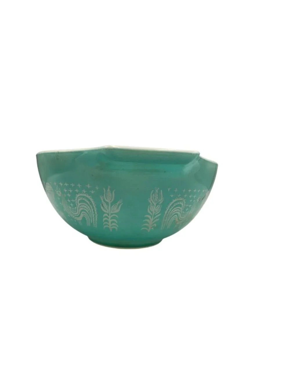 Vintage Pyrex Turquoise Amish Butterprint Mixing Bowl 4Qt Farmhouse Motif Retro